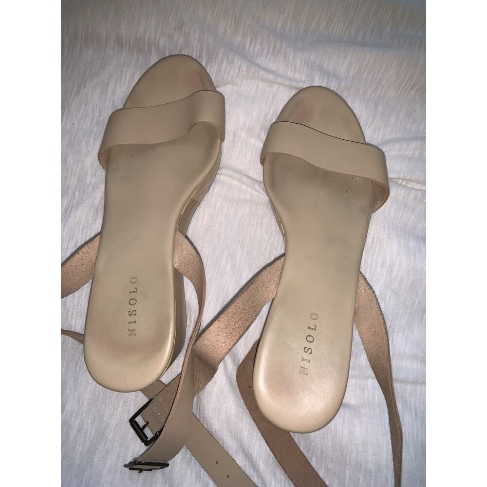 Nisolo Sandals Womens 8.5 Wrap Around Platform Bone Off White Leather Shoes